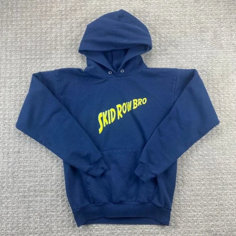 Skid Row Bro Sweater Men Small S Navy Blue Hoodie Pull Over Hanes Comfort Blend